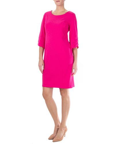 Nina Leonard Tiered Sleeve Shift Dress - Pink