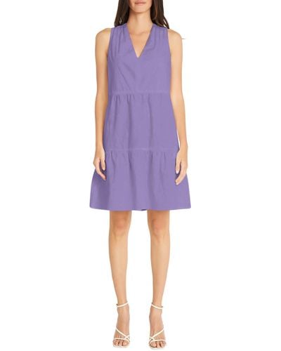 Maggy London Sleeveless Tiered Fit & Flare Dress - Purple