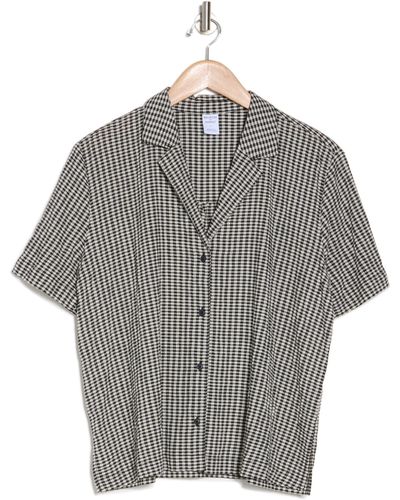 Melrose and Market Crinkle Plaid Camp Shirt - Gray