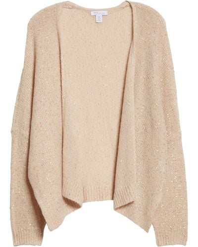 Nordstrom Sequin Open Front Cardigan In Camel Combo At Nordstrom Rack - Natural