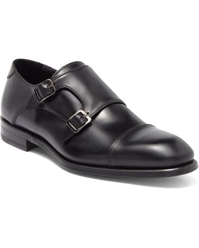 Antonio Maurizi Leather Cap Toe Monk Shoe - Black