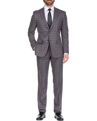 English Laundry Two Button Notch Lapel Trim Fit Suit In Taupe Plaid At Nordstrom Rack - Multicolor