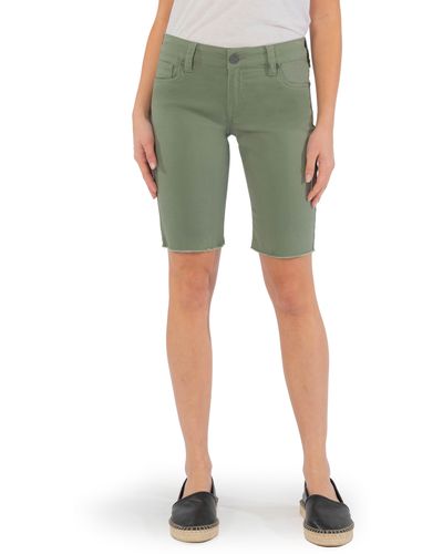 Kut From The Kloth Sophie Raw Hem Denim Bermuda Shorts - Green