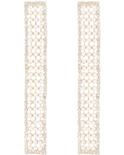 Tasha Crystal & Imitation Pearl Linear Drop Earrings - White