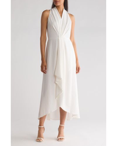 Calvin Klein Drape Front Gauze Dress - White