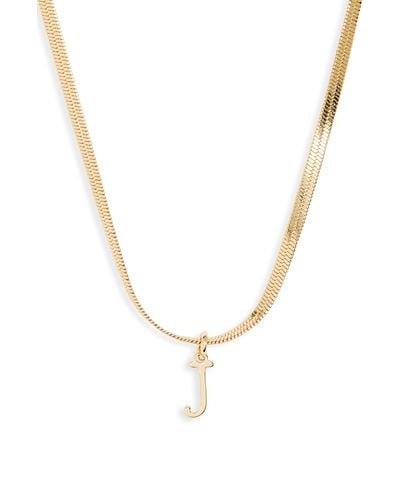 Nordstrom Herringbone Chain Initial Pendant Necklace - Metallic