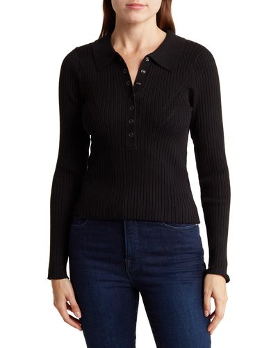 DKNY Rib Polo Sweater - Black