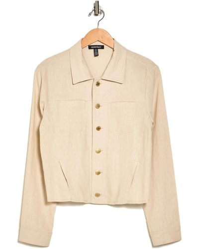 Ellen Tracy Crop Linen Blend Jacket - Natural