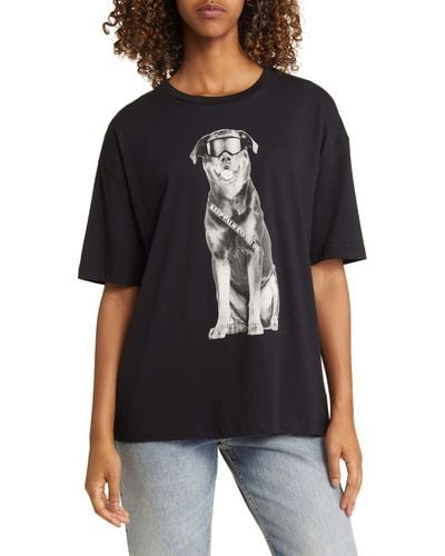 Noisy May Dylan Oversize Ski Dog Graphic T-shirt - Black