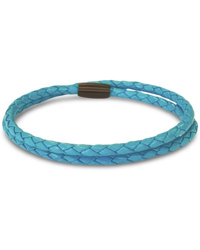 Liza Schwartz Mens' Braided Leather Wrap Bracelet - Blue