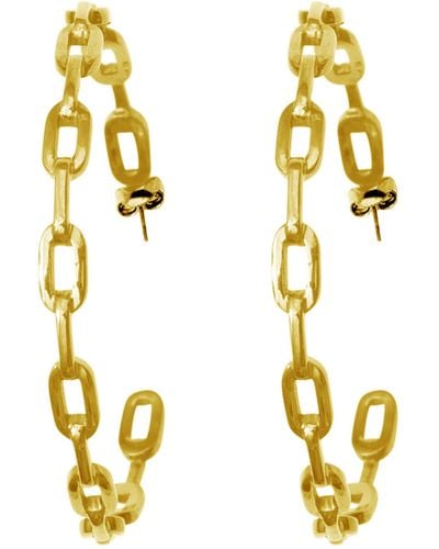 Adornia 14k Gold Plated Chain Link Hoop Earrings - Yellow