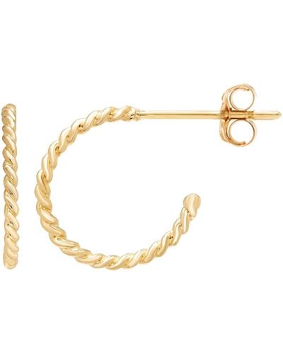 A.m. A & M 14k Gold 10mm Tightrope Hoop Earrings - Metallic