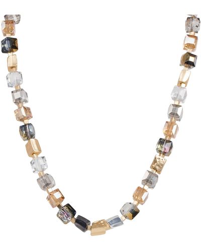 Saachi Faceted Beaded & Stone Necklace - Metallic