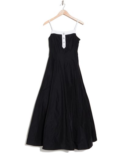 Karl Lagerfeld Imitation Pearl Button Taffeta Gown - Black