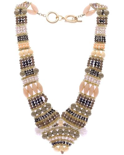 Saachi Beaded Statement Necklace - Natural