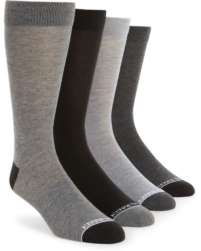 Kenneth Cole 4-pack Feed Stripe Crew Socks - Black