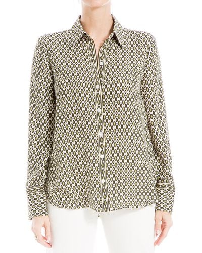 Max Studio Printed Long Sleeve Button-up Shirt - Multicolor