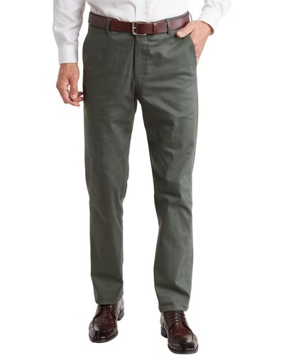 Berle Solid Flat Front Pants - Gray