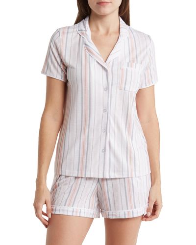 Jones New York Short Sleeve Notch Shorts Pajamas - White