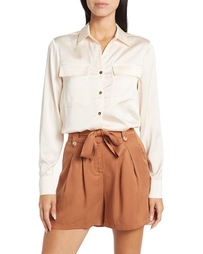 Alexia Admor Long Sleeve Button-up Shirt - White
