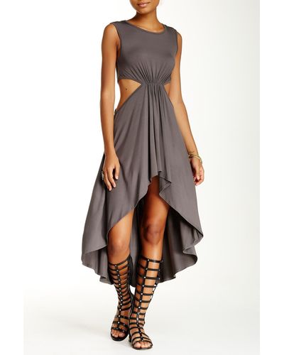 Go Couture Side Cutout High/low Dress - Metallic