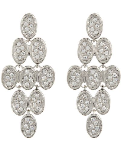 Tasha Pavé Crystal Oval Drop Earrings - White