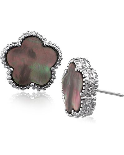 Jardin Mother-of-pearl Clover Stud Earrings - Metallic