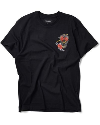 Reason Skull Flowers Graphic T-shirt - Black