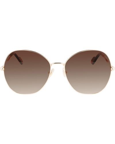 Lanvin Arpege 59mm Tinted Round Sunglasses - Brown