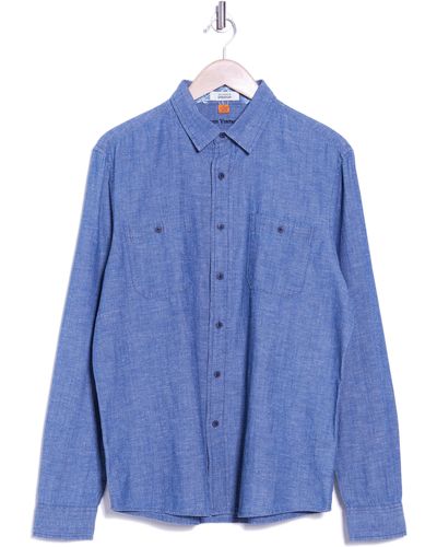 Tailor Vintage Indigo Cotton & Linen Button-up Shirt - Blue