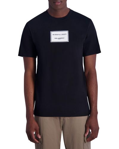 Karl Lagerfeld Latitude Longitude Cotton Graphic T-shirt - Blue