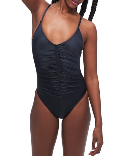 GOOD AMERICAN Always Ruched One-piece Swimsuit - Blue