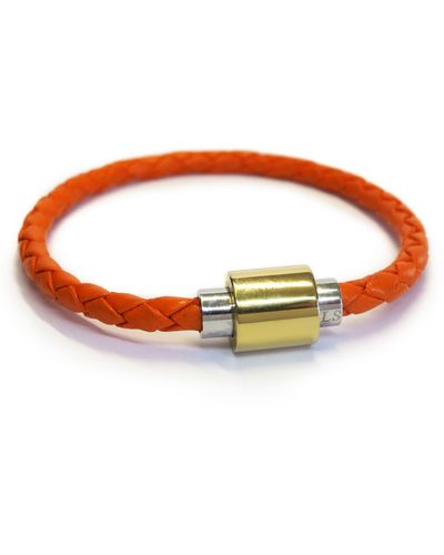 Liza Schwartz Braided Leather Bracelet - Orange