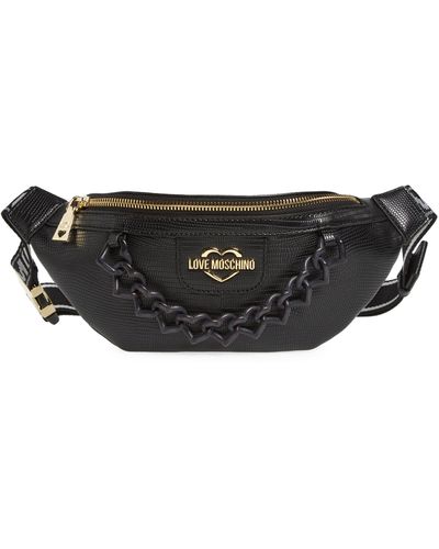 Love Moschino Borsa Nero Snakeskin Embossed Belt Bag - Black