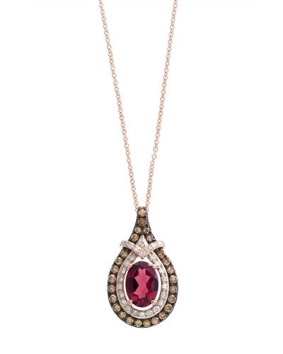 Effy 14k Rose Gold Rhodolite Garnet & Diamond Pendant Necklace - Red