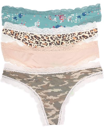 Honeydew Intimates Aiden 4-pack Assorted Lace Micro Thongs - Multicolor