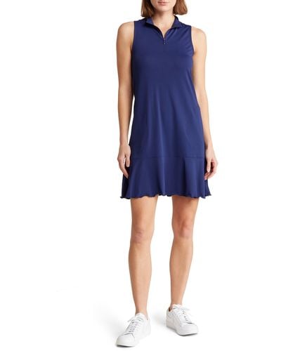 X By Gottex Quarter Zip Sleeveless Dress - Blue