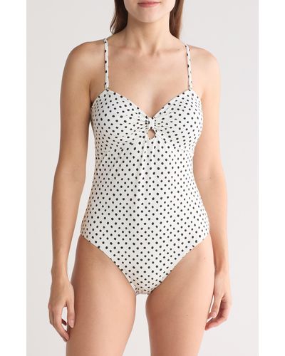 Betsey Johnson Polka Dot One-piece Swimsuit - White