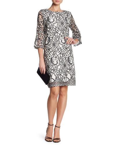 Sharagano Lace Black And White Dress