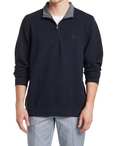 Brooks Brothers Doubleface Pique Knit Half Zip Pullover - Black