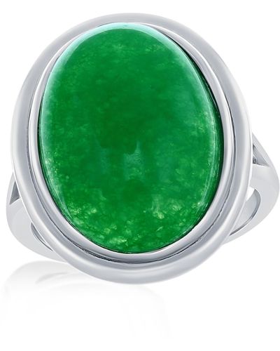 Simona Sterling Silver Oval Jade Ring - Green