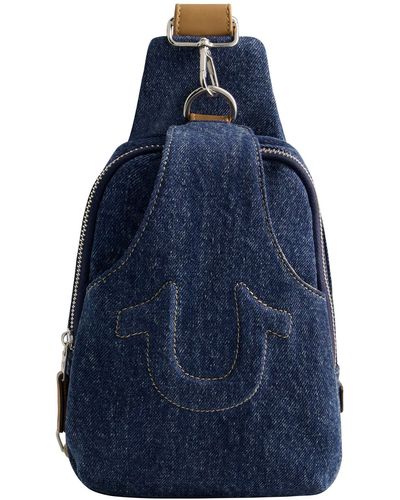 True Religion Horseshoe Stitched Crossbody Bag - Blue