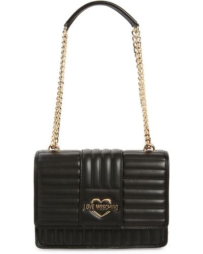 Love Moschino Borsa Quilted Faux Leather Shoulder Bag - Black