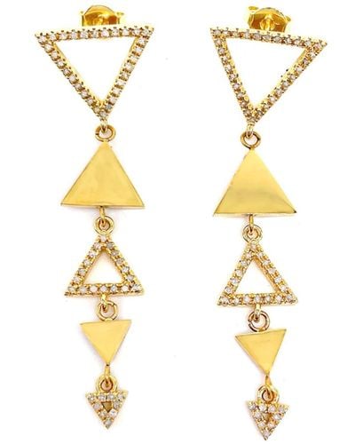 Adornia Fine 14k Yellow Gold Sterling Silver & Diamond Triangle Drop Earrings