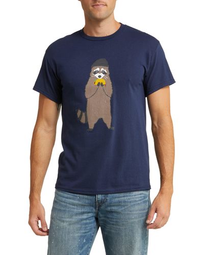 Altru Taco Raccoon Cotton Graphic T-shirt - Blue