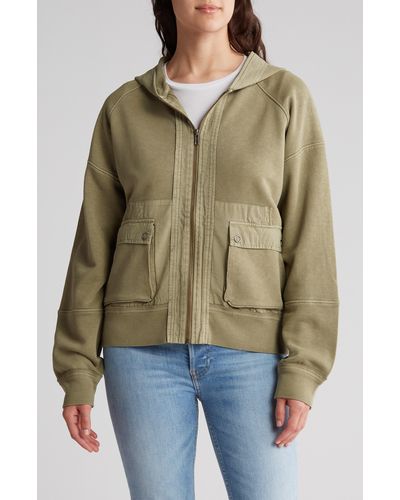 Lucky Brand Utility Zip-up Cotton Hoodie - Natural