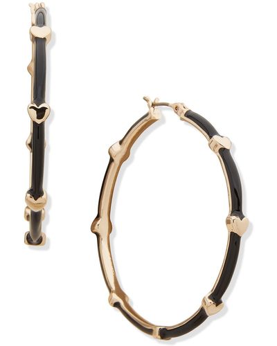 DKNY Heart Enamel Hoop Earrings - Metallic