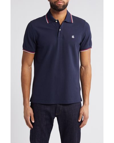Brooks Brothers Tipped Zip Cotton Knit Piqué Polo - Blue