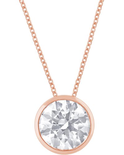 Badgley Mischka 14k Gold Round Cut Lab-created Diamond Pendant Necklace - White
