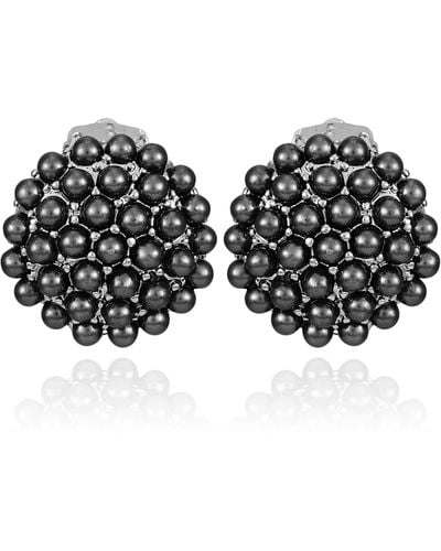 Tahari Imitation Pearl Clip-on Earrings - Black